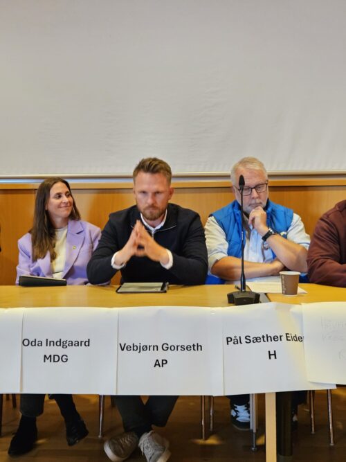 Folk i et debattpanel.