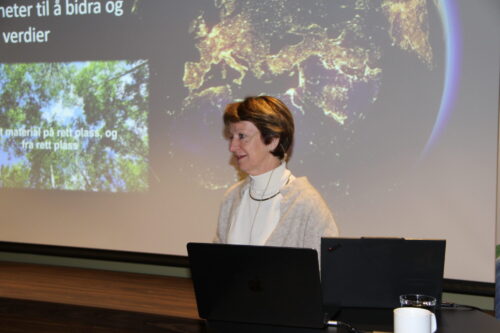 Dame holder foredrag.