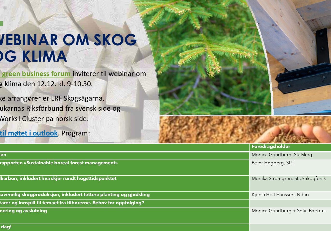 Invitasjon webinar om skog og klima Invitasjon webinar om skog og klima
